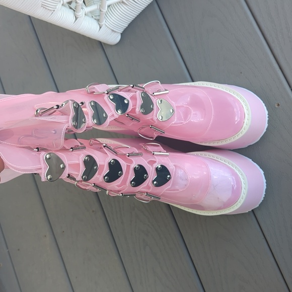 Demonia Clear Baby Pink Lovesick Trinity Boots - Picture 4 of 6